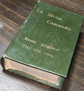 Caja de almacenamiento de baratija decorativa vintage verde en forma de libro La Devina Commedia - Imagen 1 de 3