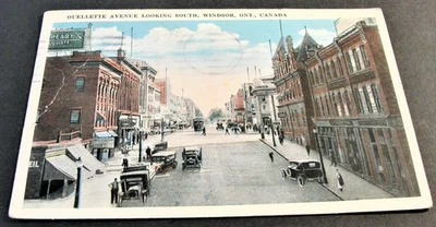 Ouellette Avenue Looking South, Windsor, Ontario - Canada-1923 Postcard. RARE. - Image 1 of 2