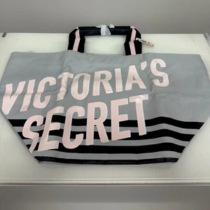 Victoria's Secret Weekender Travel Bag Striped Tote Canvas Beach - Picture 1 of 6