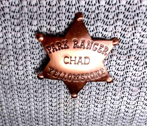 TOY PARK RANGER COPPER SOUVENIR BADGE " Chad " 2 1/2 inches across - Picture 1 of 6