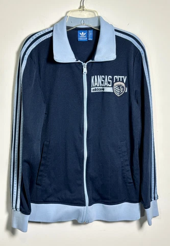 Adidas Sporting Kansas City Navy Embroidered Logo Track Jacket Sz M #sportingkc Cover