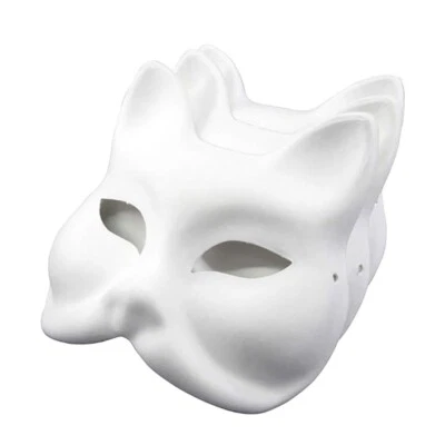 Halloween Anime Foxes Mask Hand-Painted Animal Half Face Dress Up Festival Prop - Image 1 of 4