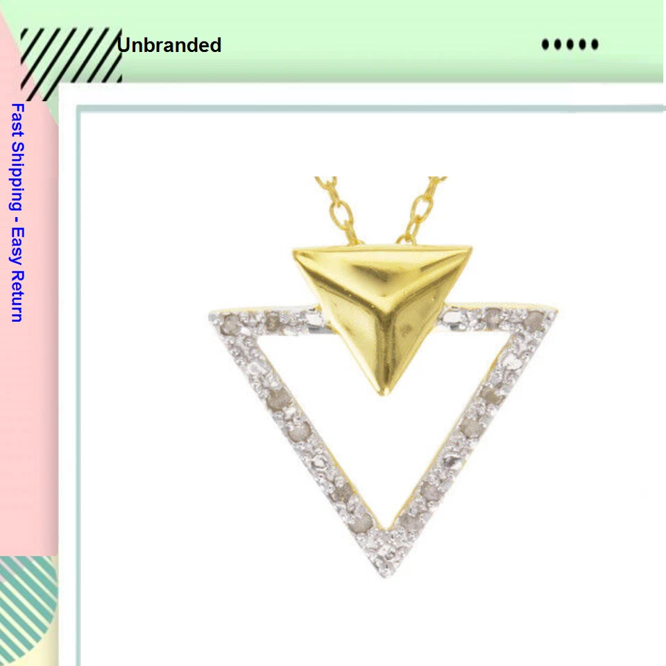 Diamond Accent 18k Yellow Gold Over Sterling Silver Pendant With 18" Chain