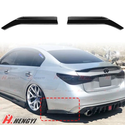Back Rear Side Skirt Splitter Lip For Infinitia Q50 2014-2022 Gloss Black - Image 1 of 4