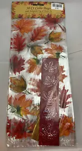 30 Plastic Cello Treat Candy Bags with ties Leaves Fall Thanks Halloween 5 x 11 - Picture 1 of 2