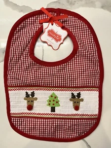 Mud Pie Baby Rudolph Bib  Smocked Christmas Bib NEW NWT - Picture 1 of 4