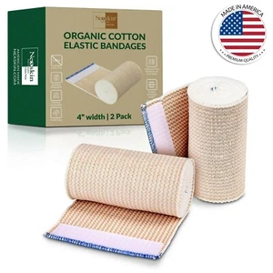 Nexskin 4” 2 Pack Cotton Elastic Compression Bandages Body Wrap With Hook & Loop - Picture 1 of 11