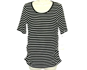 Camisa de Maternidad Manga Codo Rayas Negras NUEVA Top a Glow Kohls Embarazo M 8 Med - Imagen 1 de 12