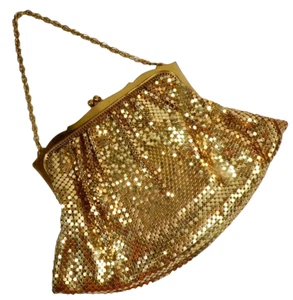 Whiting Davis Gold Mesh Purse Handbag with Mirror Retro #12 - Picture 1 of 11