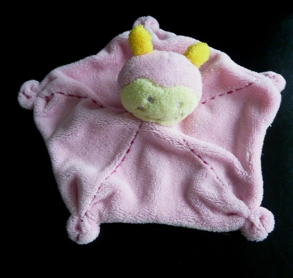 *. DOUDOU PLAT  BABOU INSECTE CHENILLE ROSE VERT ECRU JAUNE TBE - Photo 1/1