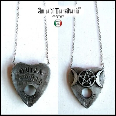 tavola ouija talismano magico gioiello gotico ciondolo amuleto catena cuore luna - Immagine 1 di 4