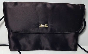 "Rome" used Black (maybe Eggplant color) Satin Evening bag - Picture 1 of 4