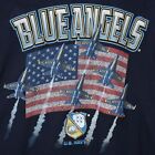 THE BLUE ANGELS T SHIRT TEE US NAVY USA AMERICAN FLAG MENS SIZE 2XL XXL