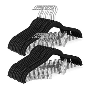 Velvet Skirt Hangers 36 Pack Black Velvet Hangers with Adjustable Clips Space... - Picture 1 of 9