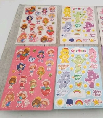 Vintage Lot 30 Sheets ~ Care Bears Love Rainbow Hasbro Strawberry Girls Stickers - Image 1 of 3
