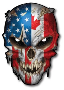 Canada USA Skull Canadian American Flag Car Truck Bumper 3M Decal Sticker - Bild 1 von 6