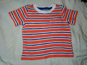 NWT Janie and Jack Blue+White+orange Striped Short Sleeve Top-Sz 6-12Months - Picture 1 of 3