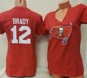 1124 Womens Ladies Tampa Bay Buccaneers TOM BRADY V-Neck Football SHIRT RED New - Picture 1 of 1