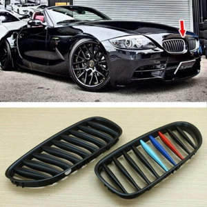 Matte Black + ///M-Color Front Hood Grille For BMW Z4 E85 E86 Coupe Cabriolet - Picture 1 of 7