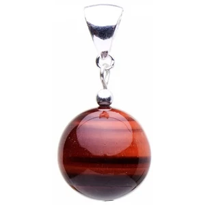 Colgante De Ojo De Tigre Rojo Y Plata 925, Rojo-Marrón, Liso, Joyería Para Damas - Imagen 1 de 4