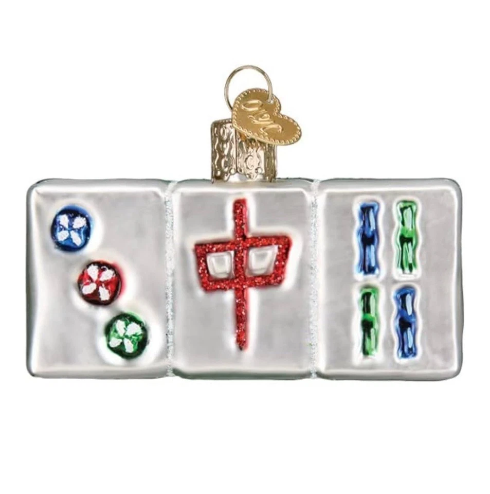 Old World Christmas 44179 Blown Glass Hanging Ornament Mahjong 3 Inches