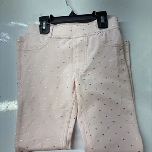 H & M Girls Size 7 Pink Heart Stretch Pants Never Worn - Picture 1 of 5