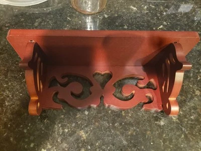 Vintage Wall Scroll Shelf - Detail 12" x 4" Solid Wood   - Image 1 of 4