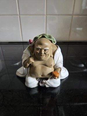 Chinese Mudman Lucky Buddha Lotus Flower Figure - Image 1 of 4