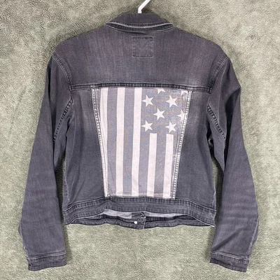 Chaqueta vaquera Rock & Republic talla L negra bandera estadounidense patriótica bolsillos interiores Foto 1 de 4