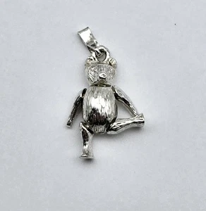 Vintage Sterling Silver Stuffed Teddy Bear Toy Articulated Charm Pendant - 4.0g - Picture 1 of 3