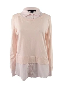 Tommy Hilfiger Women's Cotton Layered-Look Sweater (S, Ballet Pink) - Picture 1 of 2