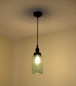 Rustic Finish Home Decor Half Gallon Open Bottom Mason Jar Pendant Lamp - Picture 1 of 3