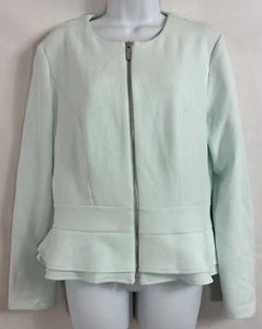 NWTs Mossimo Size L Mint Green Zip Up Sweatshirt Jacket Layered Peplums Lng Slve - Picture 1 of 16
