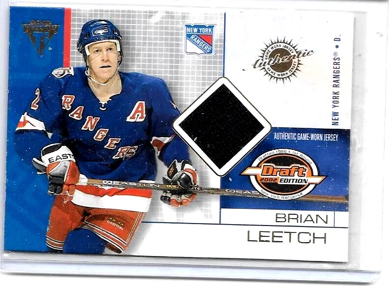BRIAN LEETCH 2002 PACIFIC TITANIUM DRAFT DAY GAME USED JERSEY-'94 NYR - Image 1 of 1