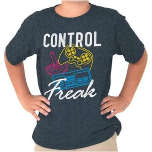 Retro Funny Video Game Control Freak Joke Youth Crewneck T Shirts Boy or Girl - Picture 1 of 2