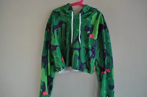 Cactus Sweatshirt Cropped Girls Size 12-14 Long Sleeve NEW - Picture 1 of 7