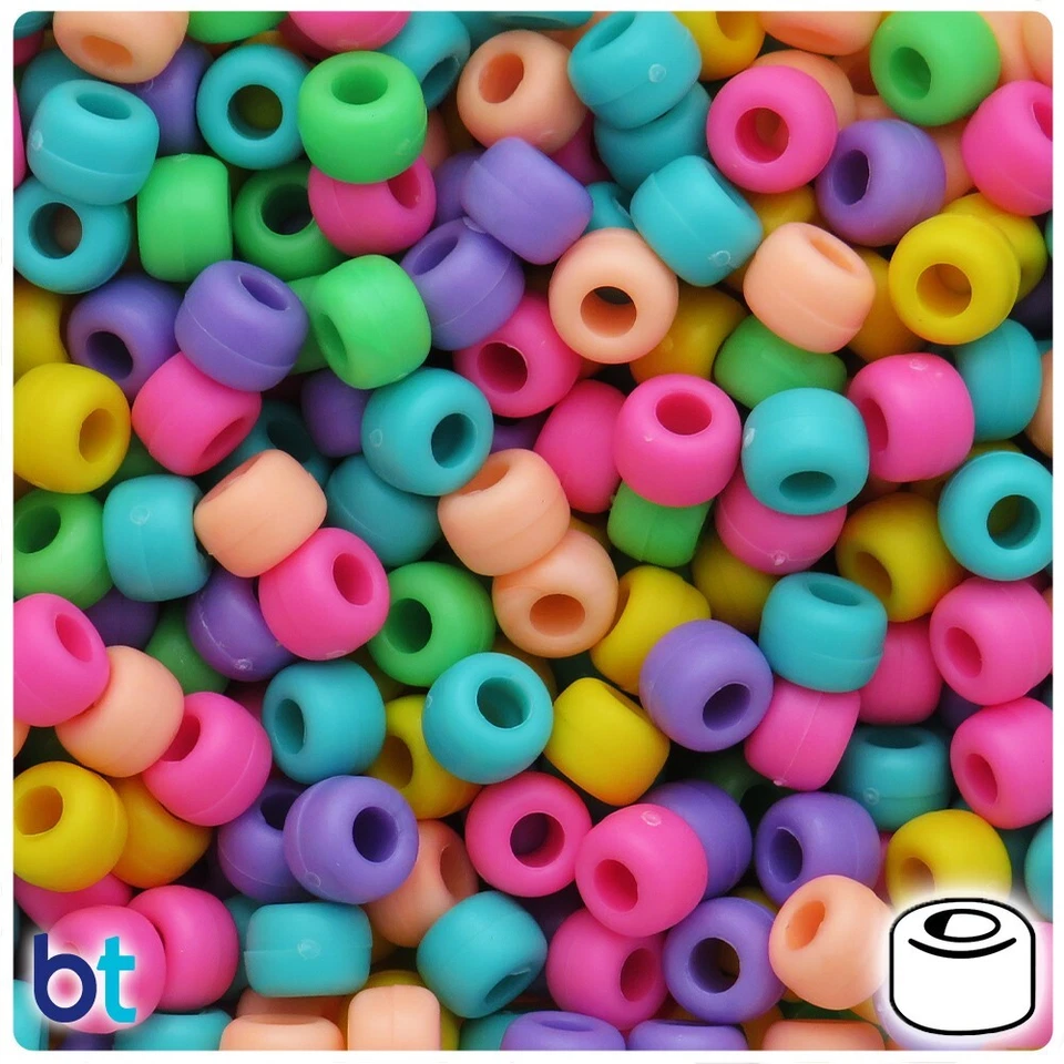 BeadTin Springtime Matte Mix 9mm Barrel Pony Beads (500pcs) - Image 1 of 1