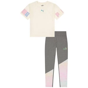Puma Girl's XL 2-piece Active Set Shirt Top and Legging Cream Gray XL 14/16 - Picture 1 of 8
