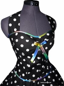 Vestido de baile de los años 50 corsés enagua negro blanco puntos graffity - Imagen 1 de 3