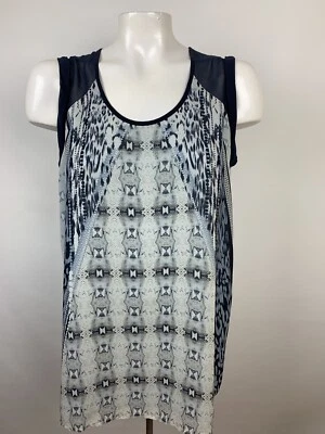 Camiseta sin mangas túnica azul estampado mixto CAbi #253 talla S ligera relajada Foto 1 de 4