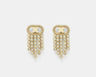 Mimco Earrings Drop Fringe Clear Crystal Gold Hardware Surgical Steel Posts