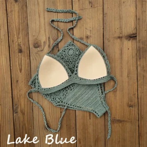 Women crochet sexy bikini set boho swimsuit Vest hot pants Hollow Sunbathing - Picture 1 of 11