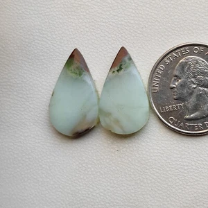 Raro par de piedras preciosas crisoprasa verde cabujón para joyería C6264 AU - Imagen 1 de 5