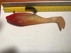 Striper Lure 5” Soft Rubber With Molded Hook. Paddle Tail Minnow With Red Head - Picture 1 of 12