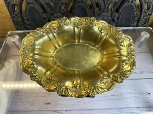 Vintage geprägtes Messing Schmuckschale Schmuckfang alle floral 7 Zoll - Bild 1 von 7