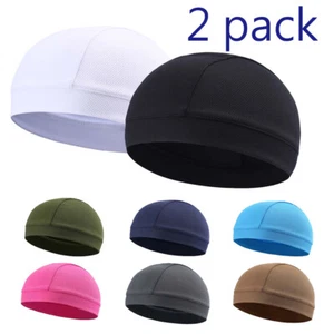 Men Women Skull Cap Moisture Wicking Dome Beanie Motorcycle Cycling Helmet Liner - Picture 1 of 44