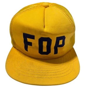 Sombrero de Camionero FOP Amarillo Vintage Malla Snapback Gorra Rota ANGUSTIADO Leer - Imagen 1 de 21