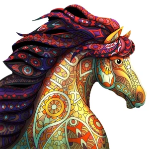 Horse Trippy Wooden Jigsaw Puzzle Animal Shape Adults Kids Small/A5 $39.99 NIB - Picture 1 of 5