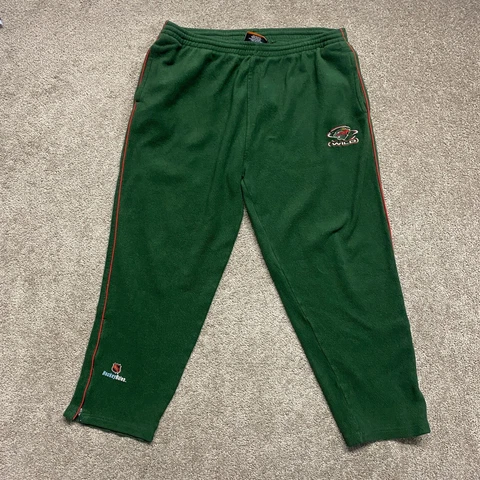 Vintage Minnesota Wild Pants Adult Large Green Fleece Sweatpants Hockey NHL Mens Cover