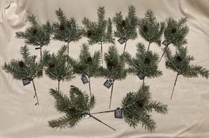 14 Artificial Douglas Grey w/ Pinecones Floral Picks.  13” tall - Picture 1 of 7